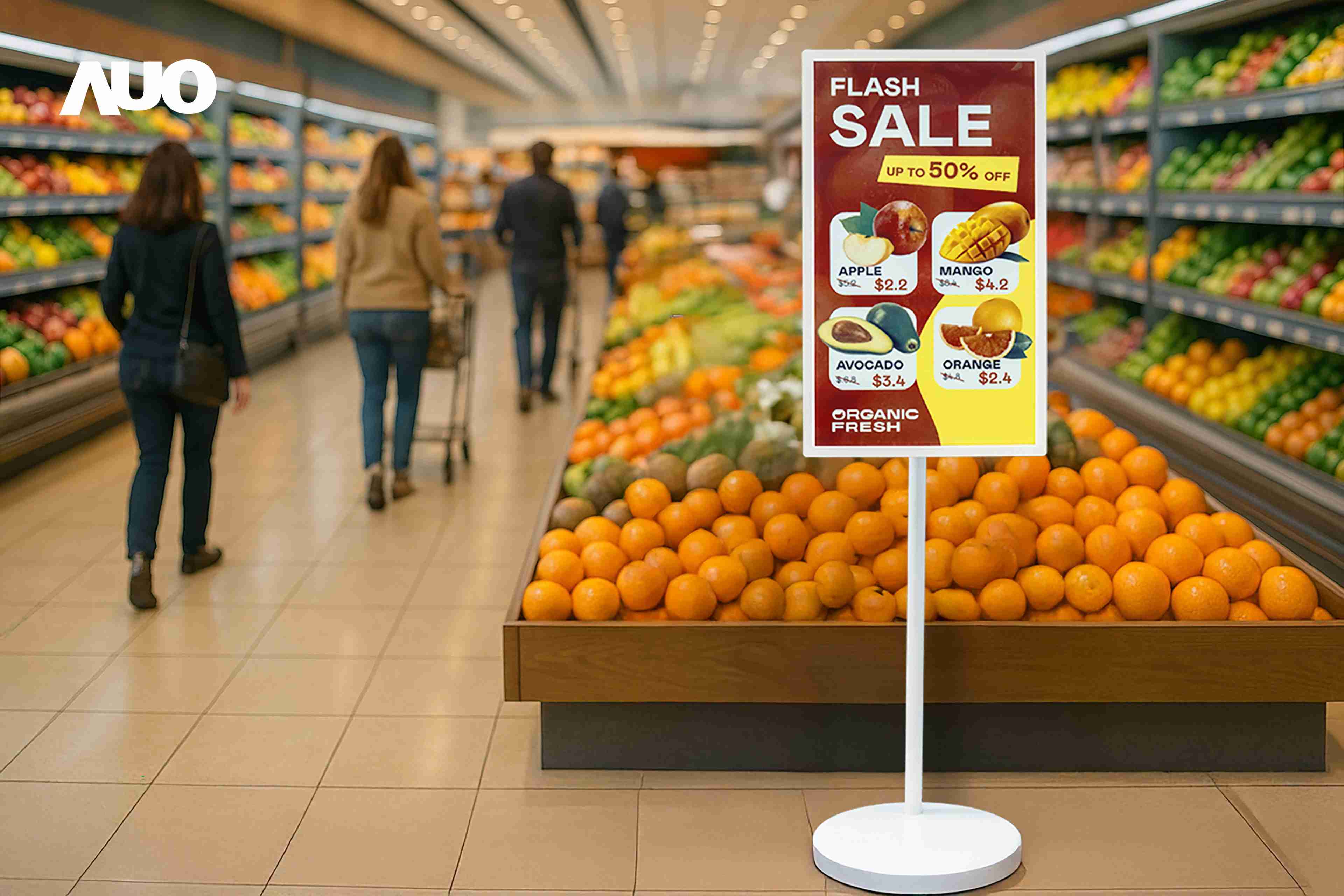 达擎首亮相低功耗、、全彩的〝aecoPost电子纸解决方案〞，，，仅在更新画面时需要微量的电力驱动，，无需布建电线的便捷设计，，，使其可灵活应用、、、随意置放，，并可透过云端或行动装置app，，，，轻松管理及排程广告内容，，，晋升店头营销利器。。